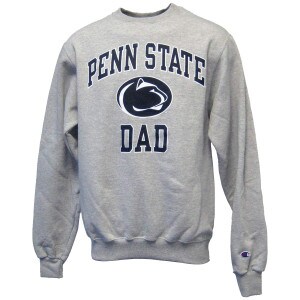 heather gray crew neck sweatshirt with Penn State Dad